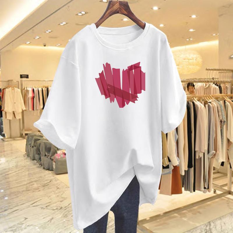 

Medium and long white short-sleeved T-shirt for women s autumn and winter, stacked undershirt with shark pants and foreign-style top ins S