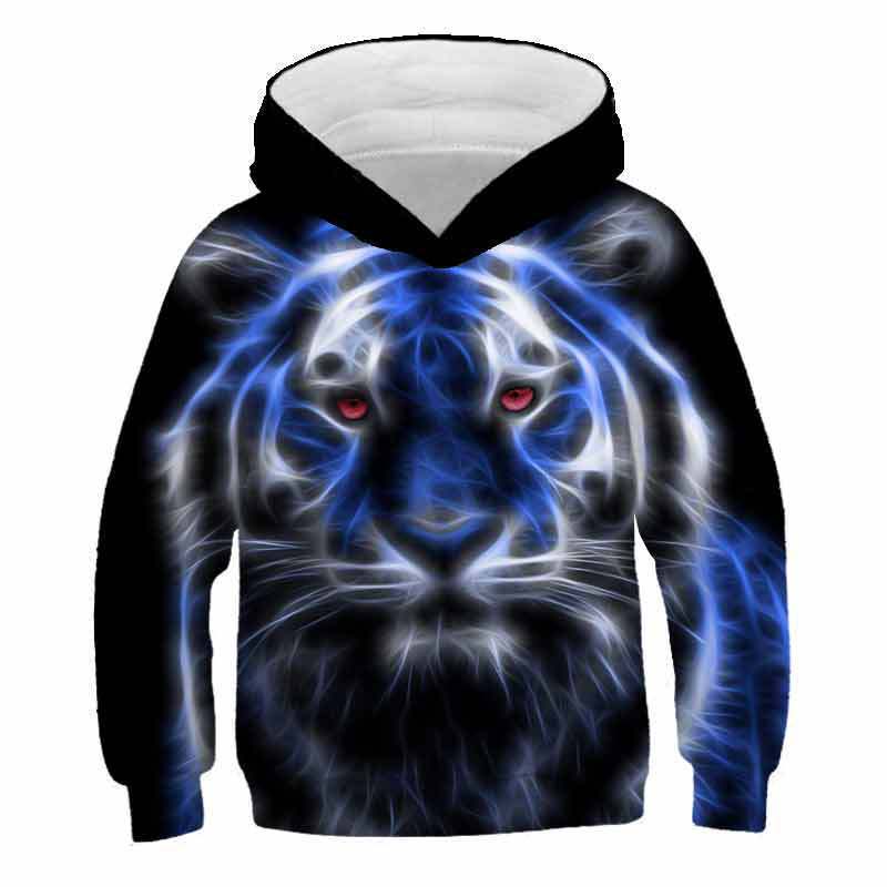 Autumn 3D Animal Tiger Pattern Printed Top Fashionable Casual Long Sleeved Children's Boy Hoodies
