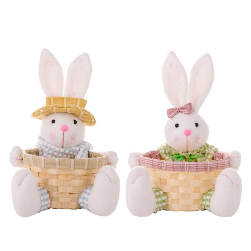 Candy Basket with Lovely Rabbit Pattern Holiday Decoration Perfect Gift Box for Easter Celebrations Candy Storage Hamper