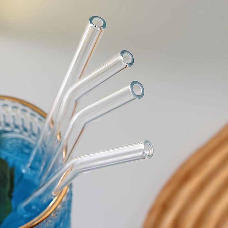 1 conjunto Canudos de Vidro Resistentes ao Calor com Escova - Conjunto de 5 - Reutilizáveis e Laváveis, Perfeitos para Smoothies, Milkshakes, Chá, Suco