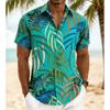 Men's short-sleeved shirt, spring and summer Hawaiian vacation-style loose-fitting casual shirt