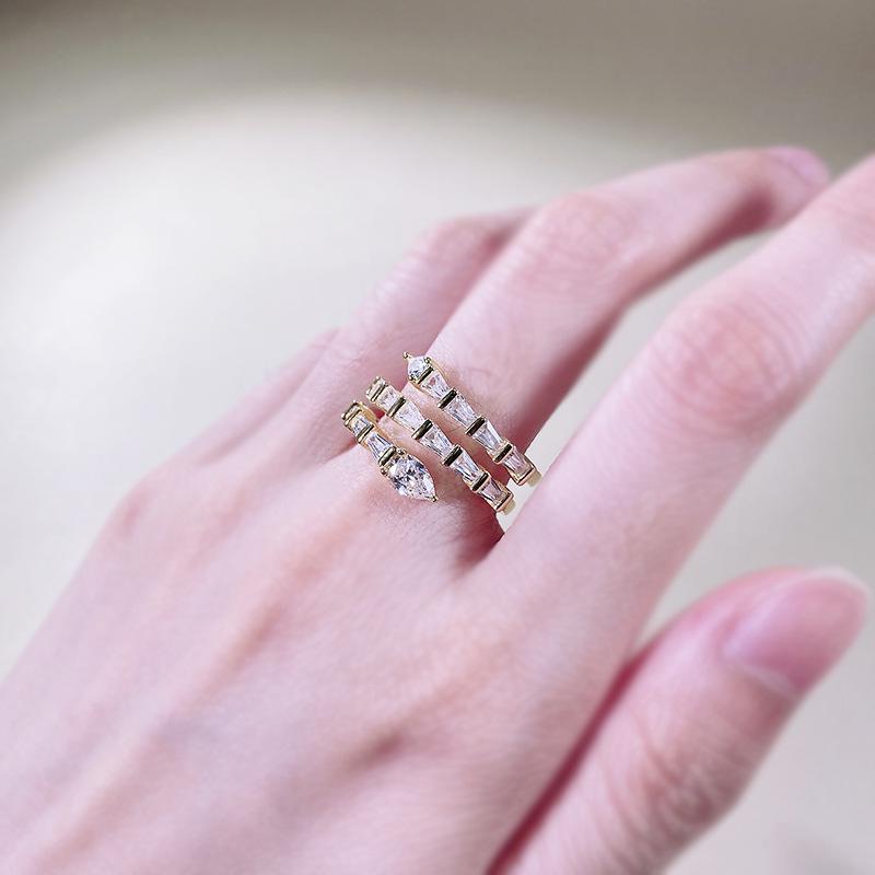Zhuozhifan S925 Silver Three-Row Pave Snake Ring for Women