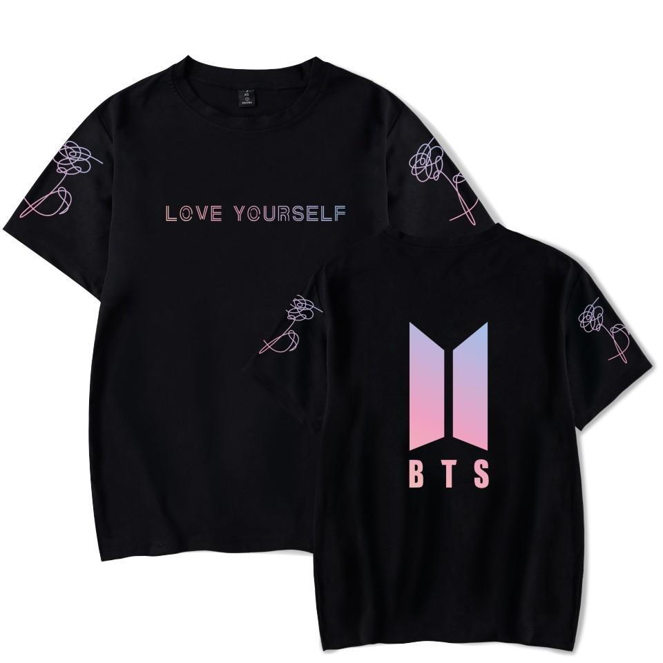 Bts Tryckt T-shirt Kortärmad Bomull Vardagskläder För Fans Mode