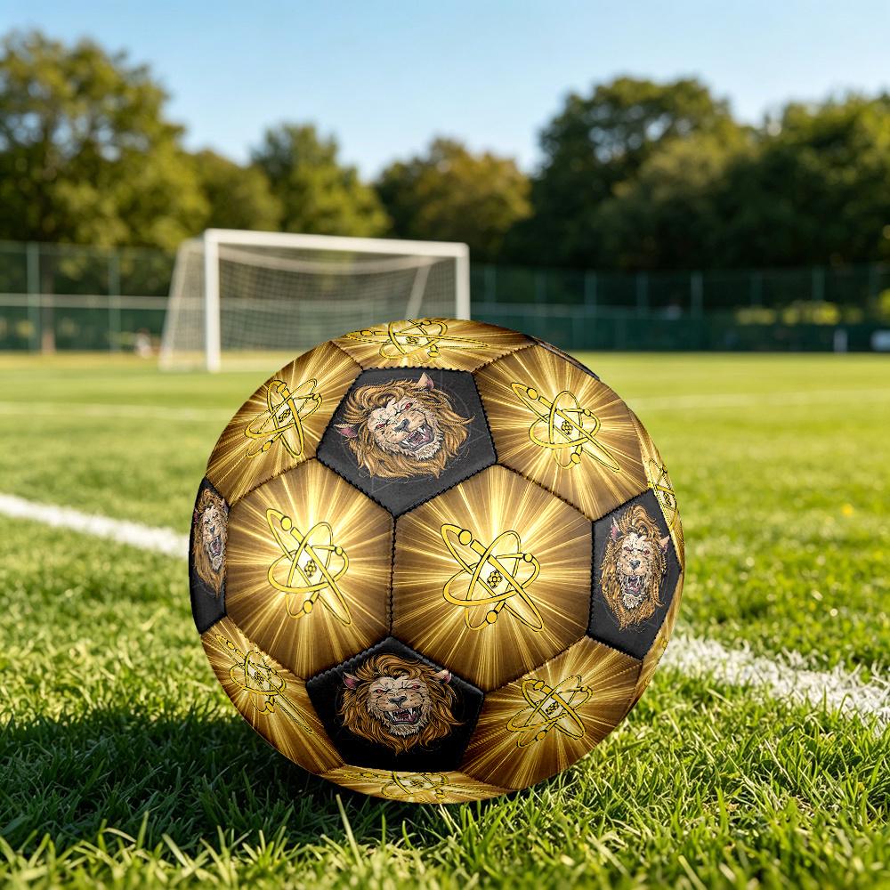 1 Stück Atomsymbol Brüllender Löwe Kraft Fußball Größe 5 Fußball Maschinengenäht Indoor/Outdoor Universeller Fußball Überraschungssammlung n93