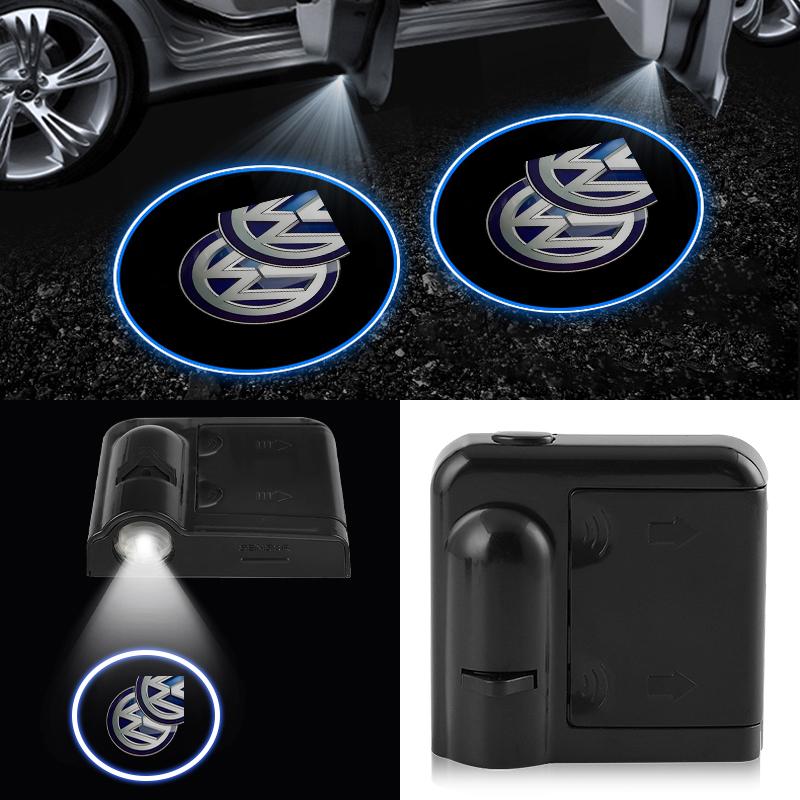 2pcs Wireless HD Courtesy Lamp Car Door Projector Welcome Light For Volkswagen VW RLine R Golf Amarok T5 Phaeton ID3 Tiguan GTI