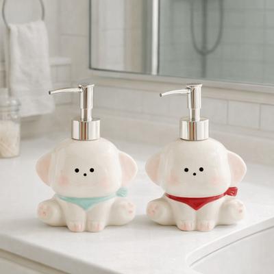 Ceramic Liquid Soap Dispenser Press Pump Empty Bottle Dog Shape Lotion Bottle Cute Dog Shape Shampoo Bottle Laundry Detergent