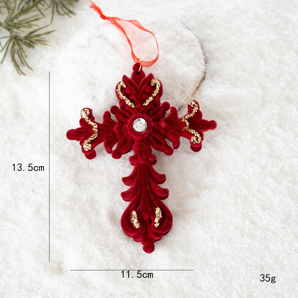 Custom Christmas Hanging Decorations Red Velvet Flocked Garland Bow Tree Hanging Ornament 2026 New Year Party Home Decoration