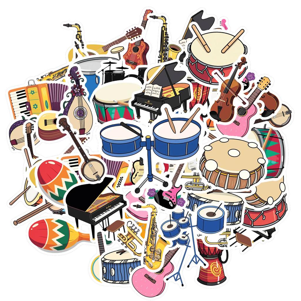 35 Stück Lustige Band-Aufkleber Bunte Musik-Schreibwaren-Aufkleber Graffiti-Abziehbilder für Gitarre DIY Skateboard Laptop Gepäck Dekoration