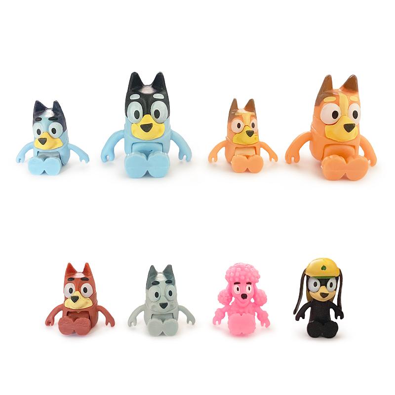 8Pcs/Set Bluey Bingo Anime Figure Toys Cute PVC Movable Joints Action Figure Model Dolls Kids Birthday Decoration Toy Gift