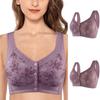 Women's Middle-aged And Elderly Large Size No Steel Ring Front Buckle Wide Shoulder Strap Soft Cotton Cup Bra