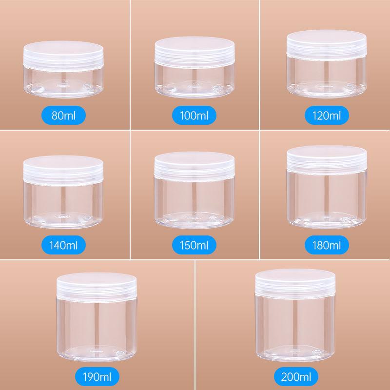 100ml Wide Mouth PET Plastic Travel Bottle & 250ml Transparent Cream Jar with Inner Cover
