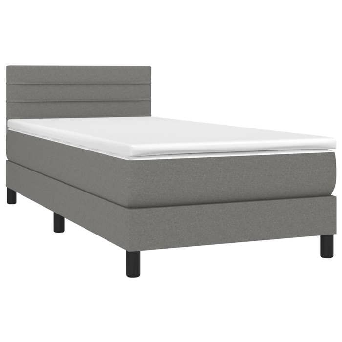 Maison Exclusive - Sommier à lattes de lit avec matelas Gris foncé 100x200cm Tissu