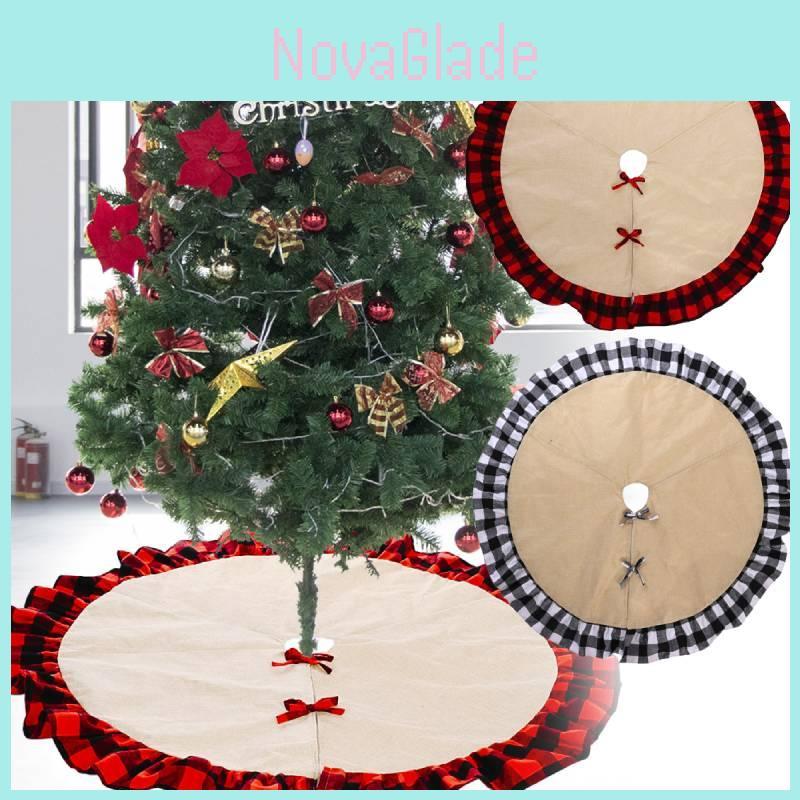 Stylish Christmas Tree Skirt With Creative Red And Black Checkered Design For Festive Decor
