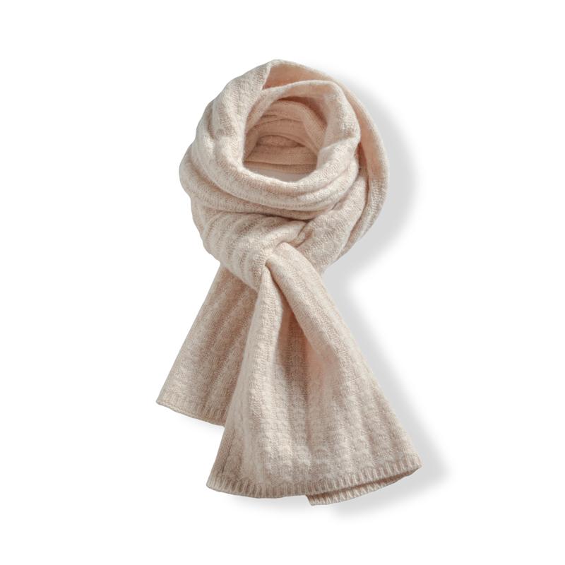 100% Cashmere Twisted Flower Thick Knitted Scarf For Women Multifunctional Solid Color Versatile Warm And Neck Protection Scarf