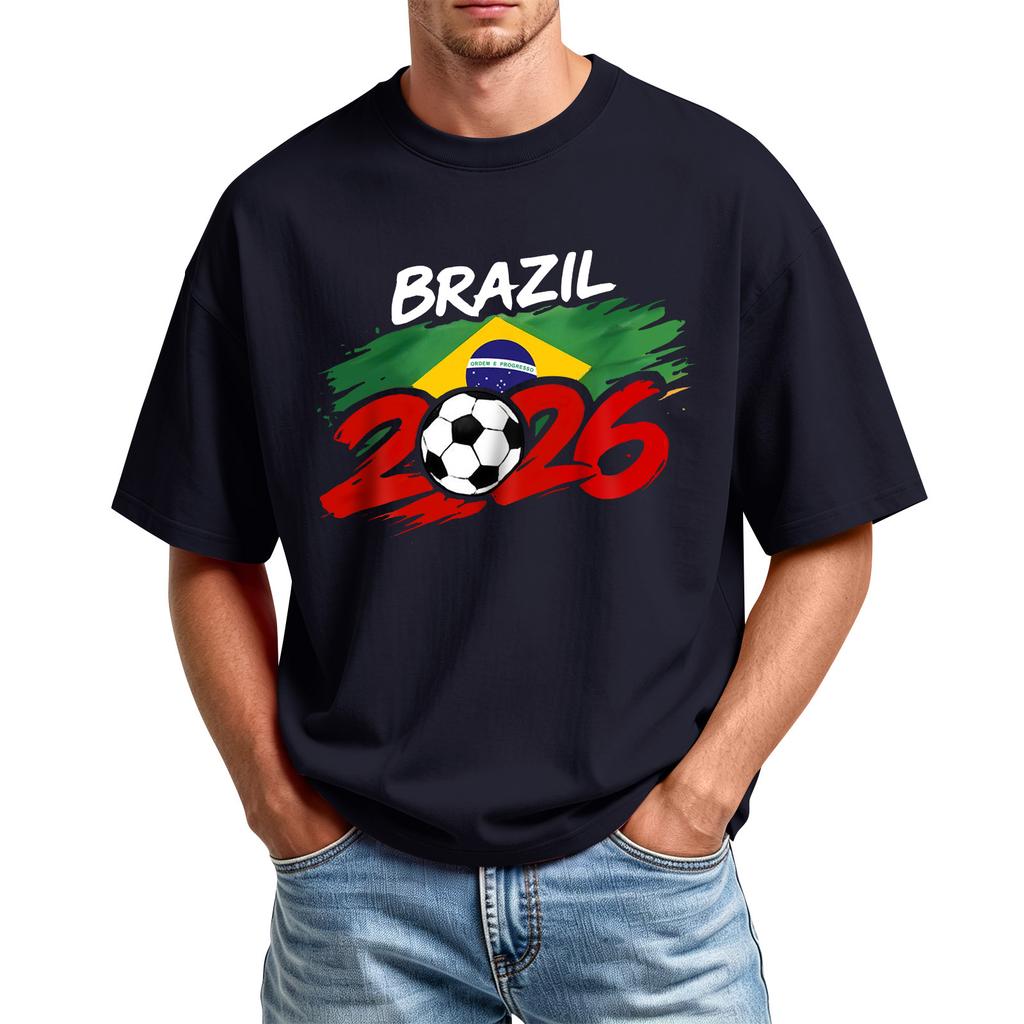 Men's Printed Round Neck T-Shirt Casual Sports Short-Sleeve Top