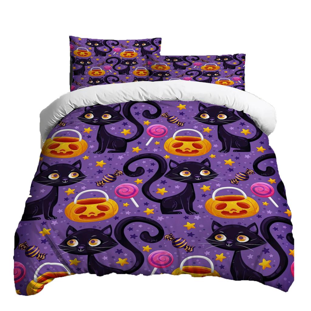 Halloween Three-piece Bedding Set Quilt Cover Pillowcase Brushed Fabric Thickened