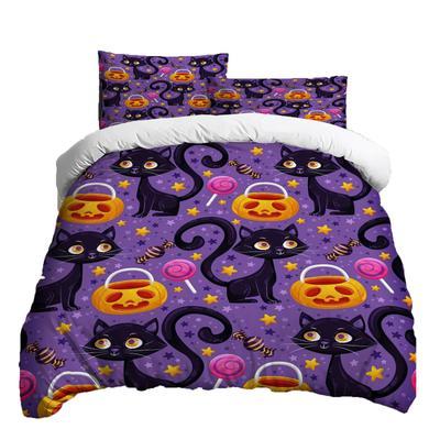 Halloween Three-piece Bedding Set Quilt Cover Pillowcase Brushed Fabric Thickened