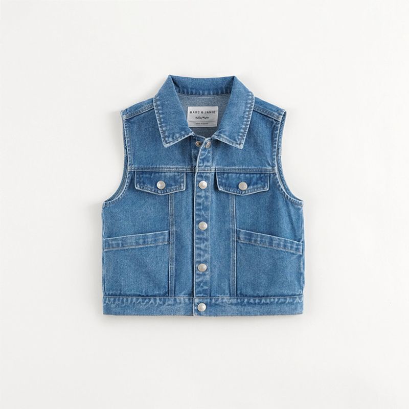 Mark Jenny Boys  Fashionable and Stylish Denim Vest Children s Vest Jacket 2026 Spring New Product 551583 Cowboy Blue 100