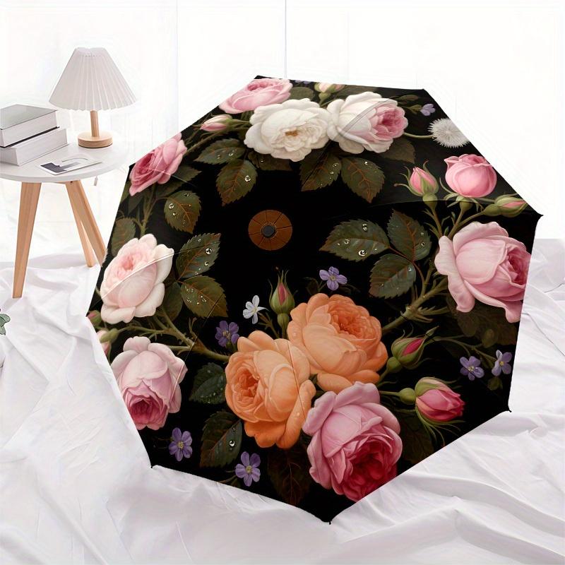1pc Floral Circular ArrangementUmbrella with Plastic Handle,Suitable for All Seasons Home Travel Outdoor UmbrellaB1795
