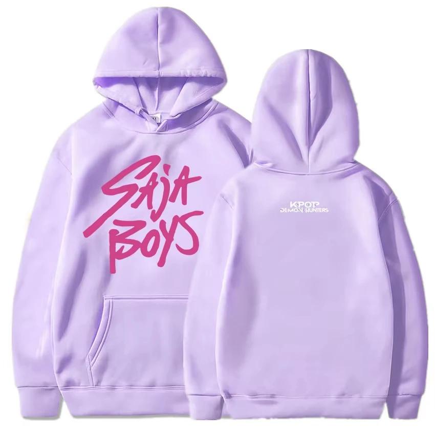 2025 KPop Demon Hunters Saja Boys Hoodie Long Sleeve Movie Printing Sweatshirt Hooded Fleece Casual Female Pullovers Streetwear