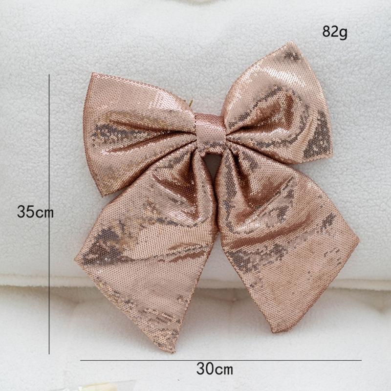 Large Ribbon Bows Christmas Tree Ornament Handmade Birthday Gift Colorful Sequins Fabric Bowknot Party Accessories