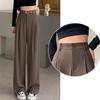 Women's High Waist Pleated Suit Pants Elegant Drape Straight Leg Wide Leg Trousers Office Business Casual Floor Length Long Pants