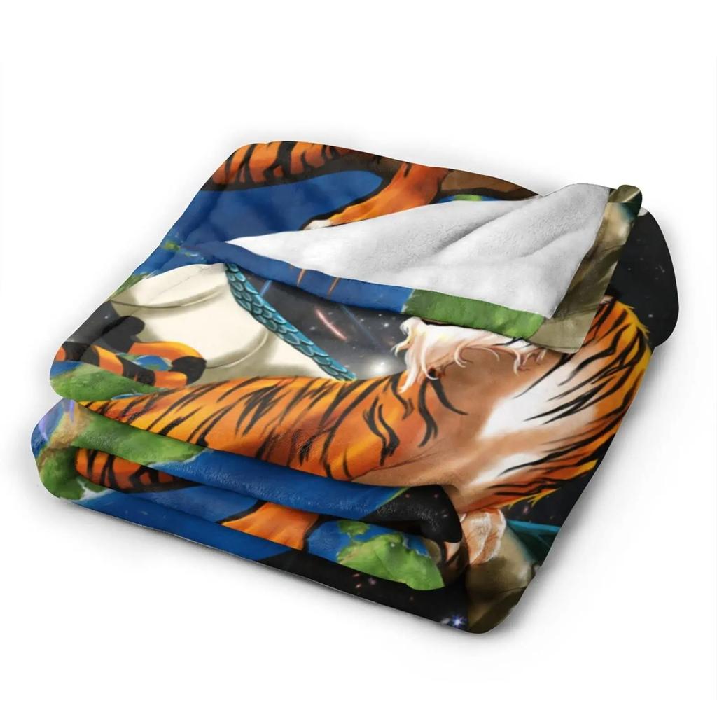 Dragon Tiger Print Soft Warm Throw Blanket Cartoon Animals Pattern Lightweight Flannel Bed Blanket Boy Teenagers Adults Blankets