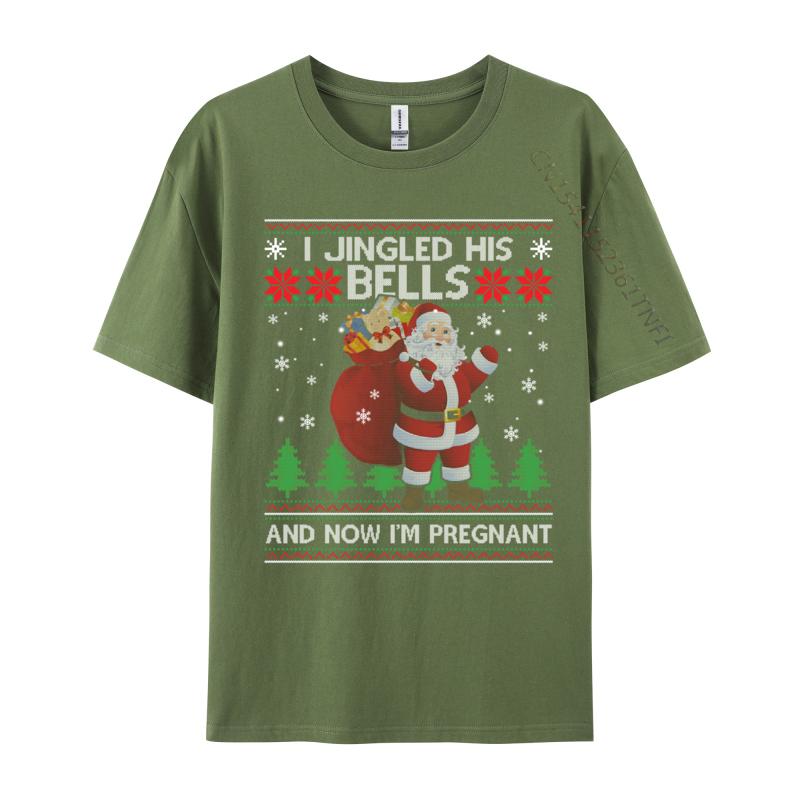 I Jingled His Bells And Now I Im Pregnant Ugly Xmas Sweater T-Shirts Pure Cotton Student T Shirts Tops Tees Rife