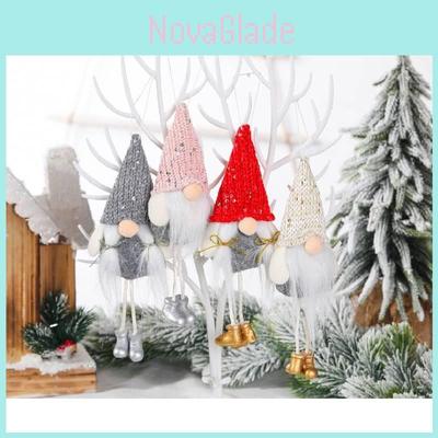 Creative Forest Elder Doll Christmas Decoration Sparkly No-face Hanging Ornament In Pink Gold Red And Gray