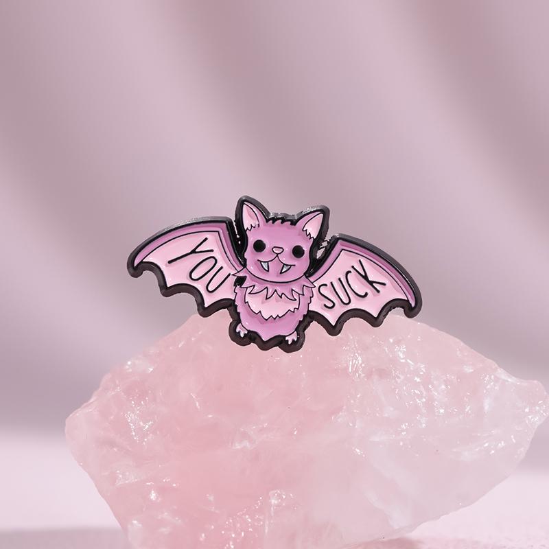Halloween Bat Enamel Pins Custom You SUCK Brooches Lapel Badges Cartoon Animal Jewelry Gift for Friends