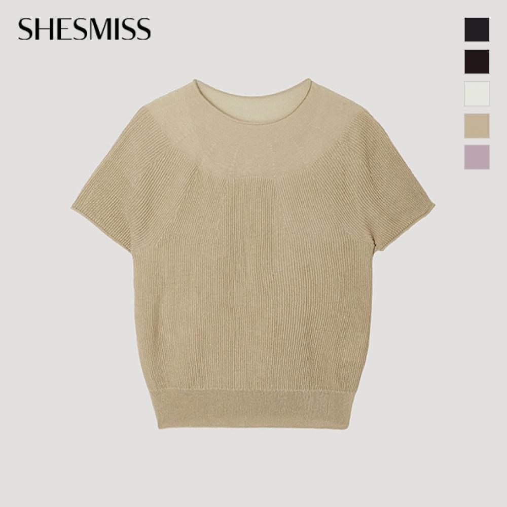 [shs Miss] Texture Block See Through Knit Sskpop22090