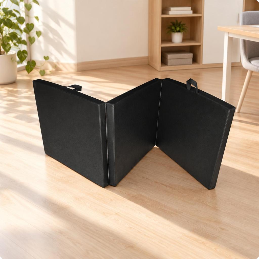Triple-Fold Foam Mattress with Carrying Handles Compact Portable