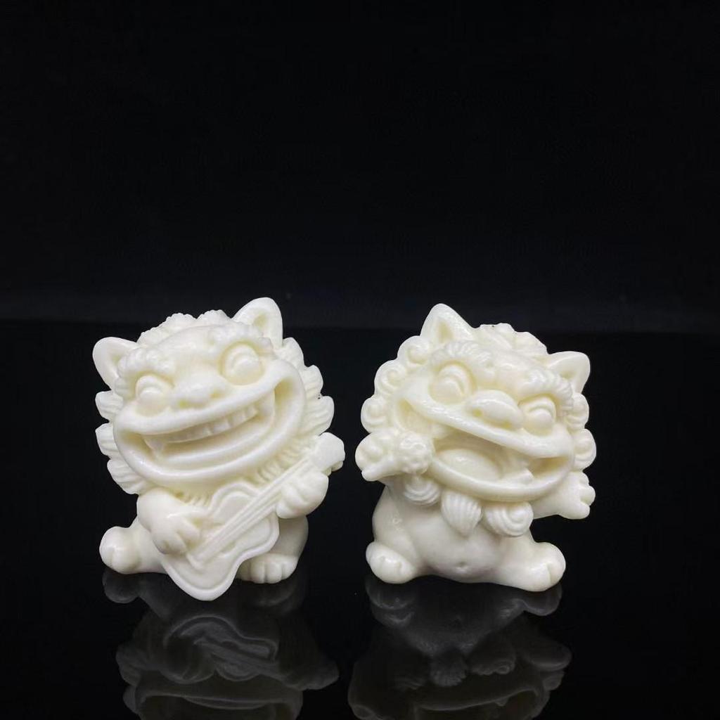 Ivory Nut Carving: Lion Tea Pet for Wealth & Fortune - Unique Home & Office Desktop Ornament
