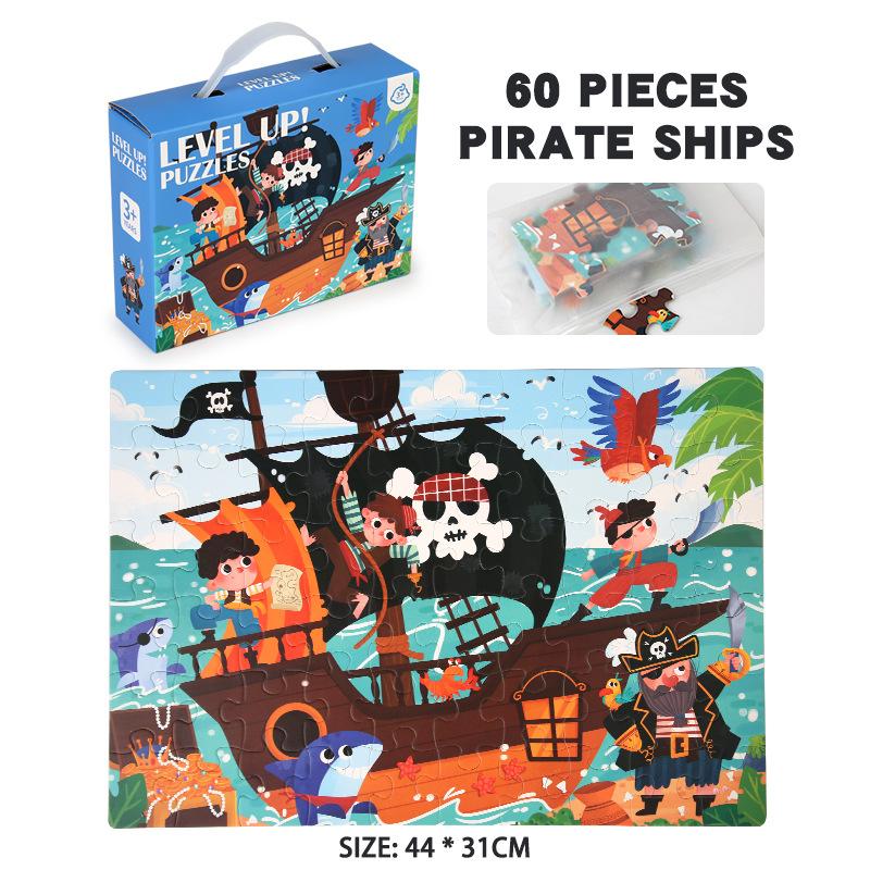 To Up The Next Level Of 6-In-1 Solid Wood Puzzle Gift Box 60 Pieces Of Educational Toys Children'S Hands-On Animal Toys Gifts