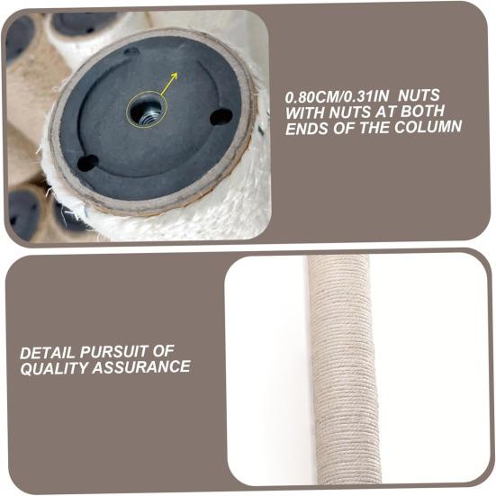 Katteskrapestolpe Kattetre Erstatningsstolpe Sisal Klatre- og Strekkestolpe med 8 mm Bolter for Hjem Innendørs Katter Kattunger Mosjon og Lek