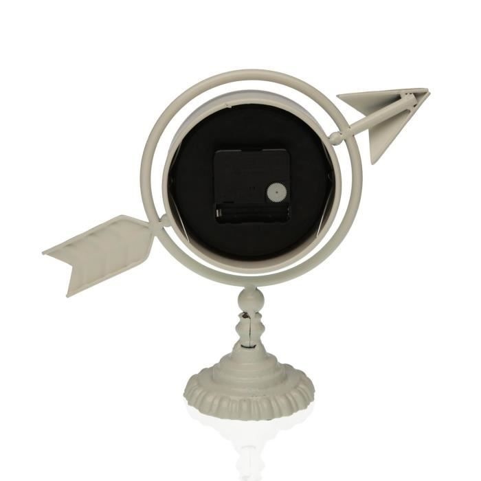 Horloge de table - VERSA - Versa - Métal - Blanc - 23 x 16 x 8 cm