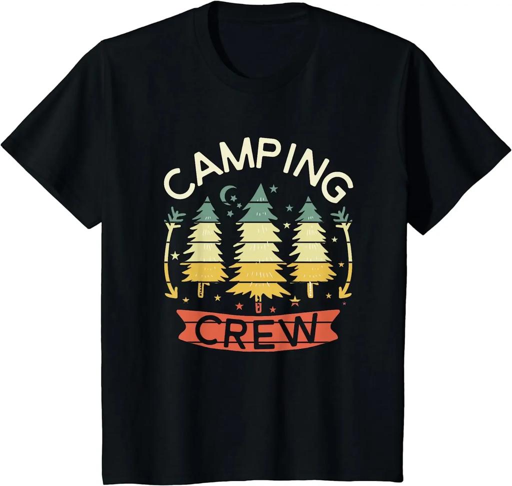 Camping Crew Shirt Family Camping Shirts for Family Matching T-Shirt Casual Cotton Daily Four Seasons Tees Graphic T Shirts