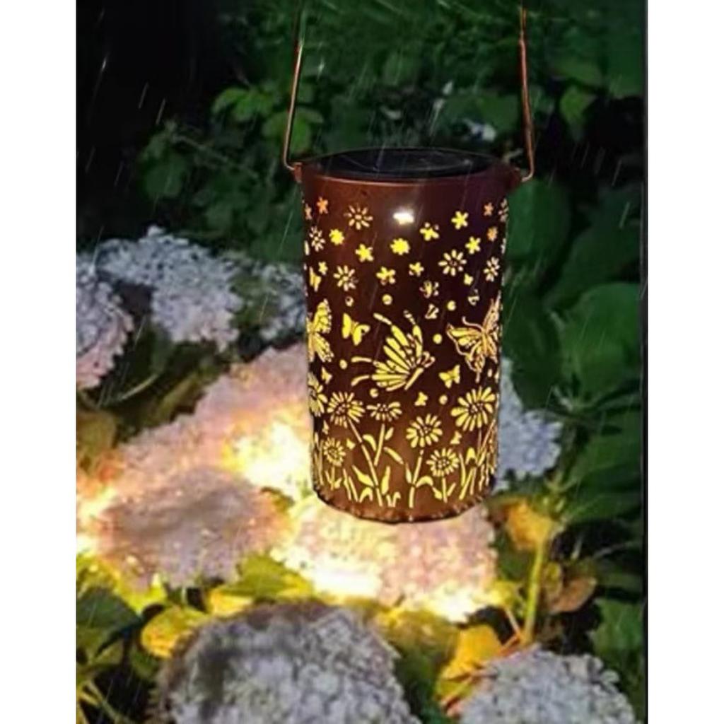 Solar Outdoor Hanging Lights, Dragonfly Hollow Decorative Lights, IP65 Waterproof Courtyard LED Garden Lights, Exquisite Courtyard