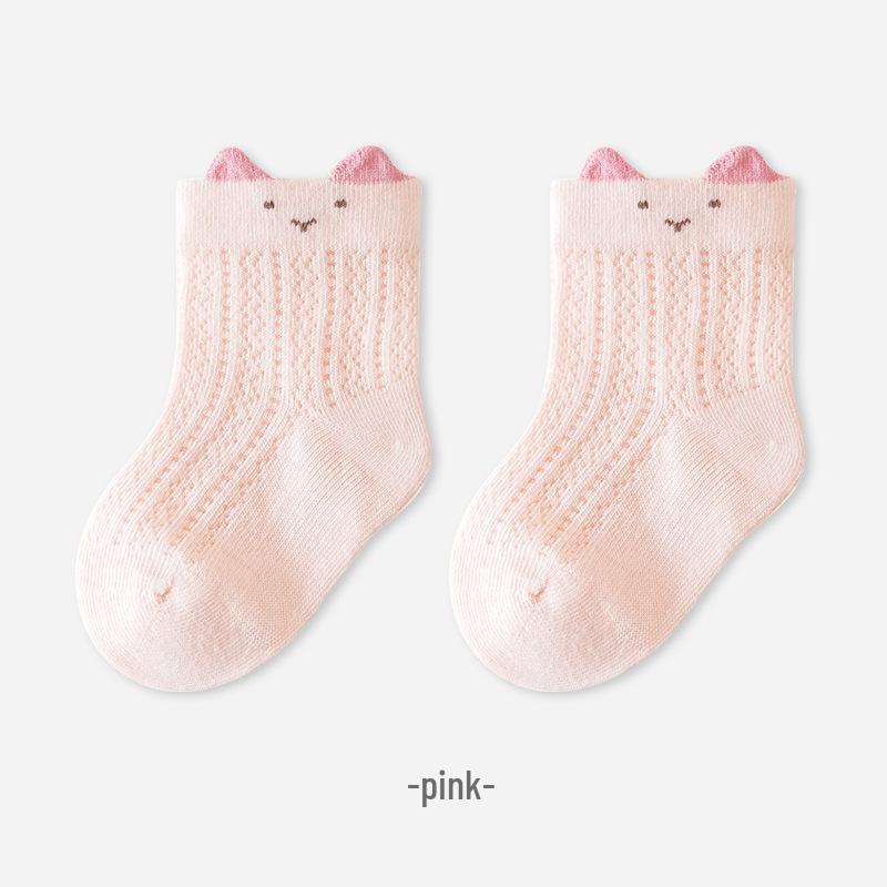 Breathable Summer Mesh Baby Socks - Cute, Thin, Combed Cotton, Boneless Short Tube Design.