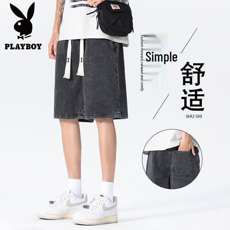 PLAYBOY Men s Washed Drawstring Denim Shorts 2XL