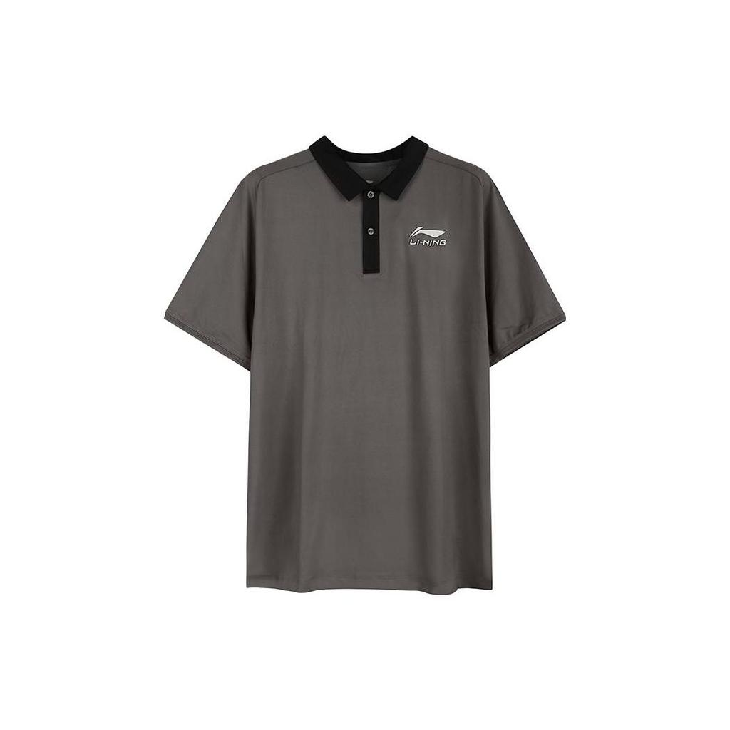 Li Ning CBA Professional Basketball Series Printed Logo Short Sleeve Polo Shirt Men Polo Shirts Brown APLR211-1
