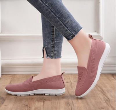 Modne Damskie Buty Casualowe Lekkie Sneakersy Oddychająca Siateczka Letnie Dzianinowe Wulkanizowane Buty Outdoor Wsuwane Skarpetkowe Buty Plus Size Tenisówki