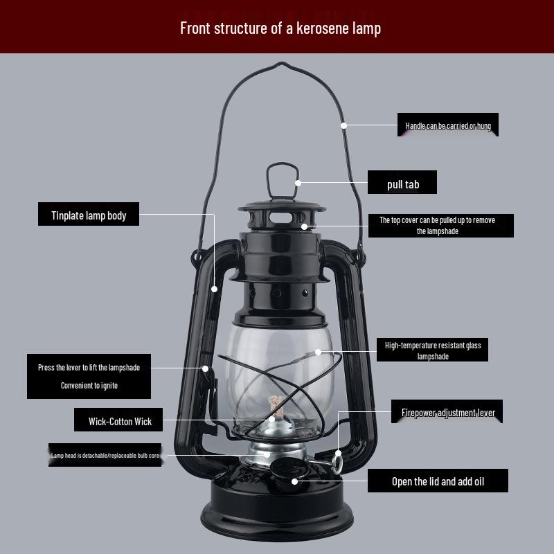 Vintage Kerosene Handheld Outdoor Camping Lamp