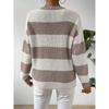 Women's Contrasting Striped Round Neck Pullover Knitted Sweater
