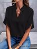 Women's Summer 2026 Solid Color V-neck Loose Shirt Top