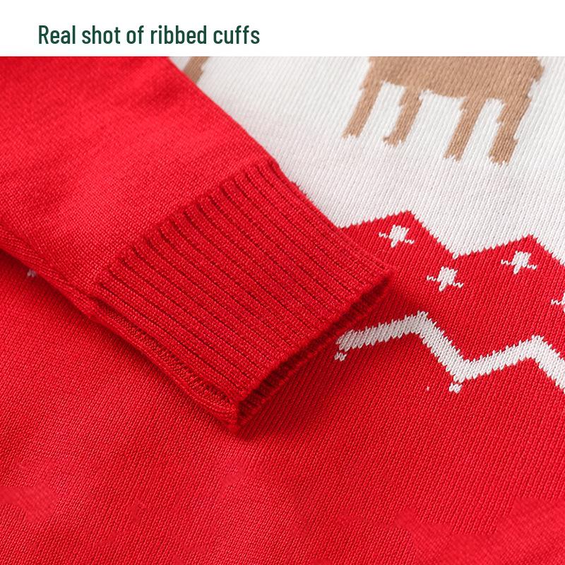 Children's Christmas Sweater: Three Little Deer Jacquard Pullover, Long Sleeve
