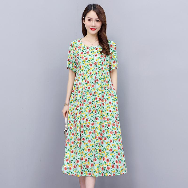 Casualowe letnie sukienki damskie z krótkim rękawem Eleganckie długie sukienki dla pań