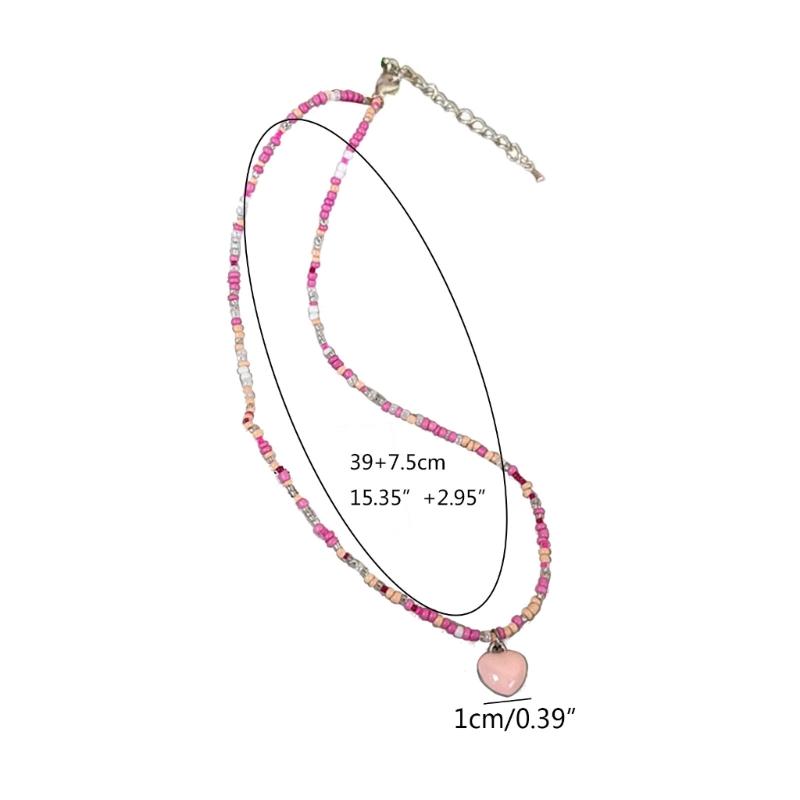 Bohemian Beaded Necklace Summer Rice Bead Love- Necklace Hawaii Beach Necklace Jewelry Suitable for Ladies and Girls