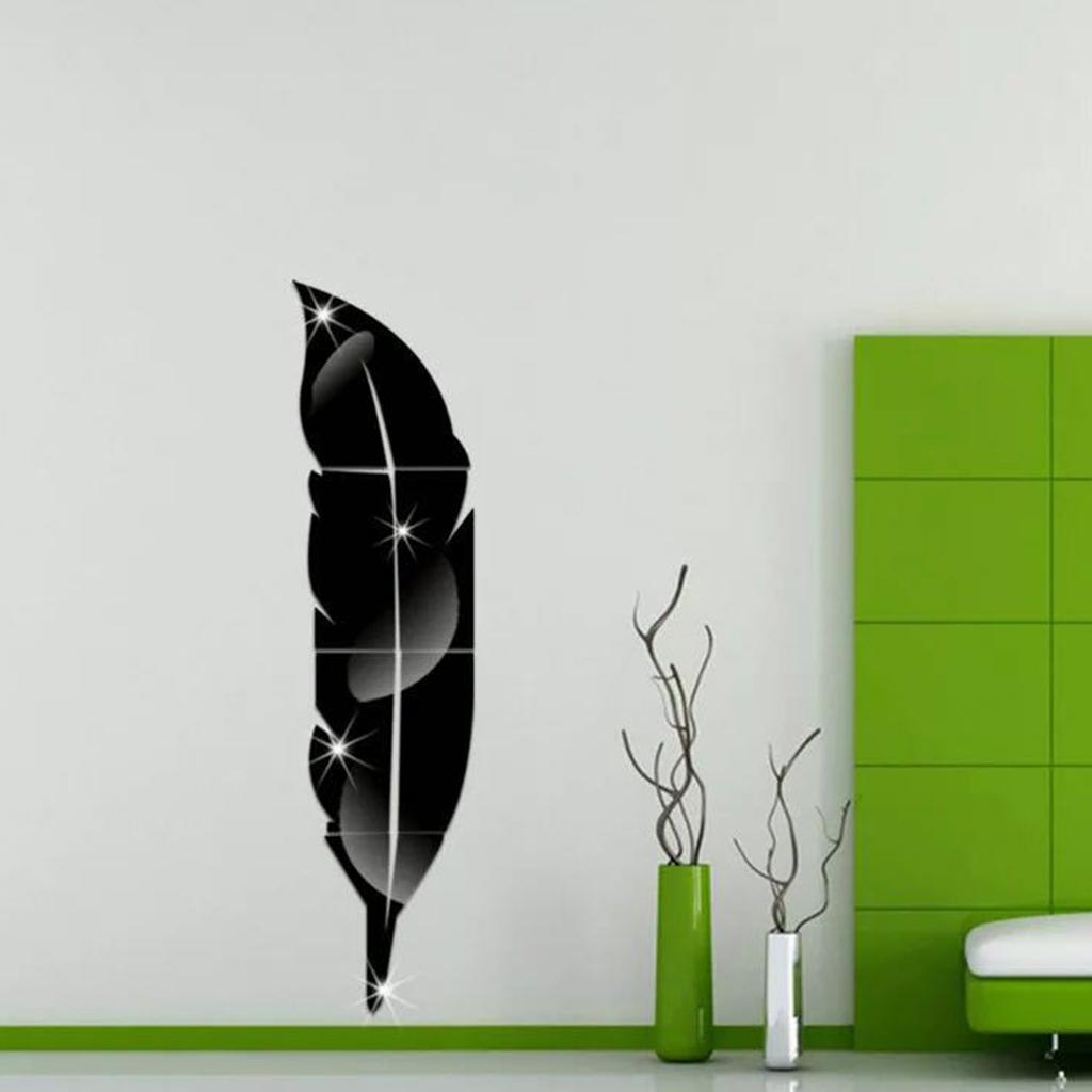 Decor 3D Acrylic Mirror Leather Wall Stickers Removable Art Decals Mural Bedroom Cloakroom Bathroom
