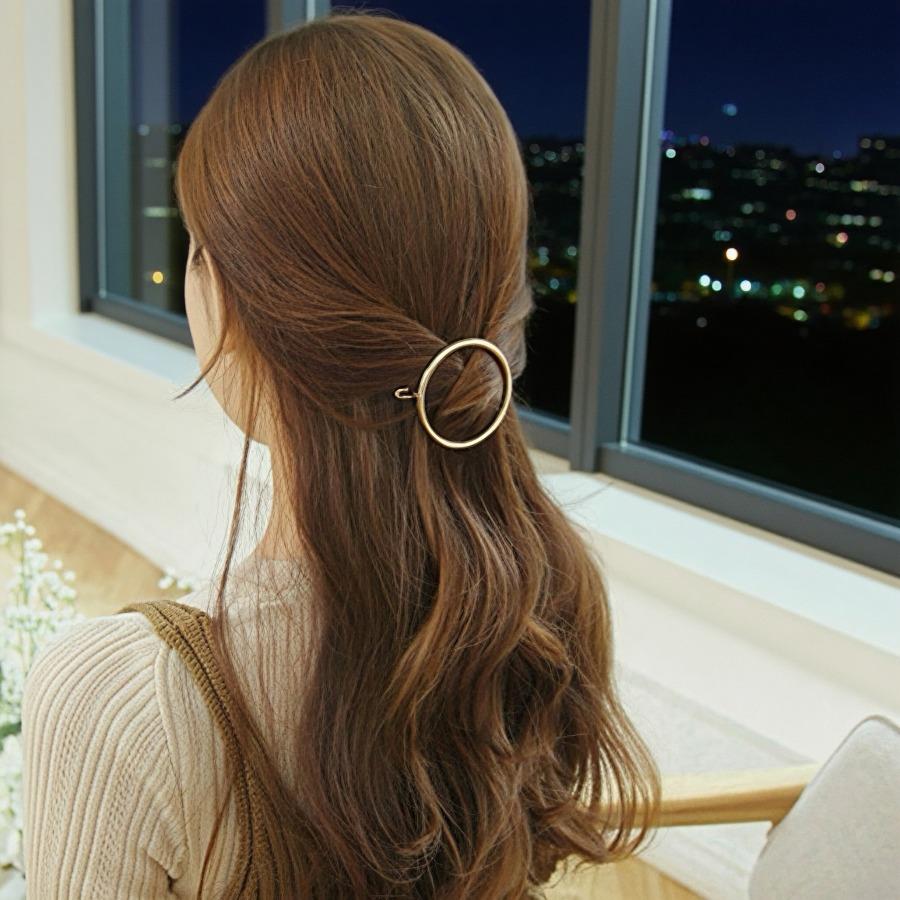 5pcs Elegant Round Hair Clip - Durable Golden Hair Accessory for Women & Men, Unisex Adult Everyday Styling, Secure Hold for Casual & Formal Occasions